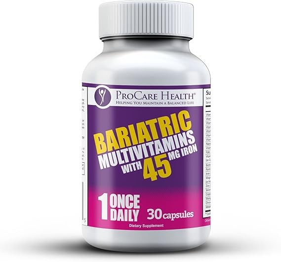 ProCare Health One Per Day Bariatric Multivitamin with 45mg Iron | Easy to Swallow Capsule | Bariatric Surgery Patients | Gastric Bypass Sleeve Gastrectomy | 30 Count | 1 Month Supply