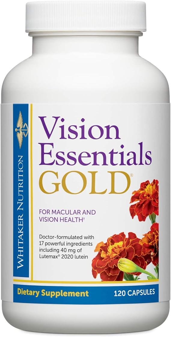 Dr. Whitaker Vision Essentials Gold - Eye Health Supplement with 40 mg of Lutein Plus, Zeaxanthin & Taurine - Supports Macular Health and Shields Eyes Against Blue Light Exposure (120 Capsules)