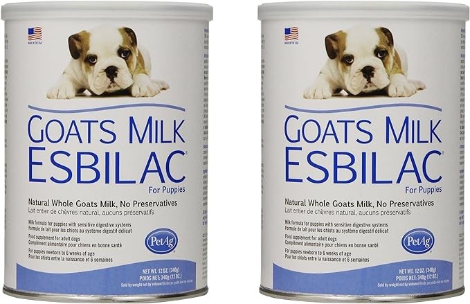Pet-Ag Goat’s Milk Esbilac Powder - 12 oz, Pack of 2 - Powdered Puppy Formula with Prebiotics, Probiotics & Vitamins for Puppies Newborn to Six Weeks Old - for Sensitive Digestive Systems